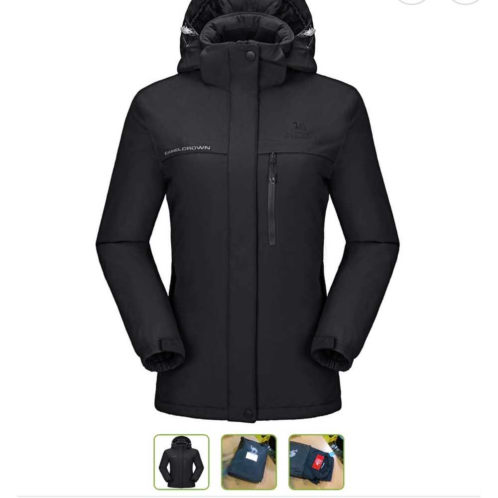 Black Ski & Snow Jacket with Quilted Design and Weather Protection